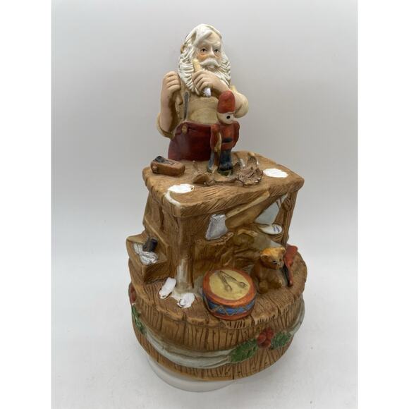 Santa Clause's Workshop Music Box Plays Silent Night Vintage - Picture 2 of 13